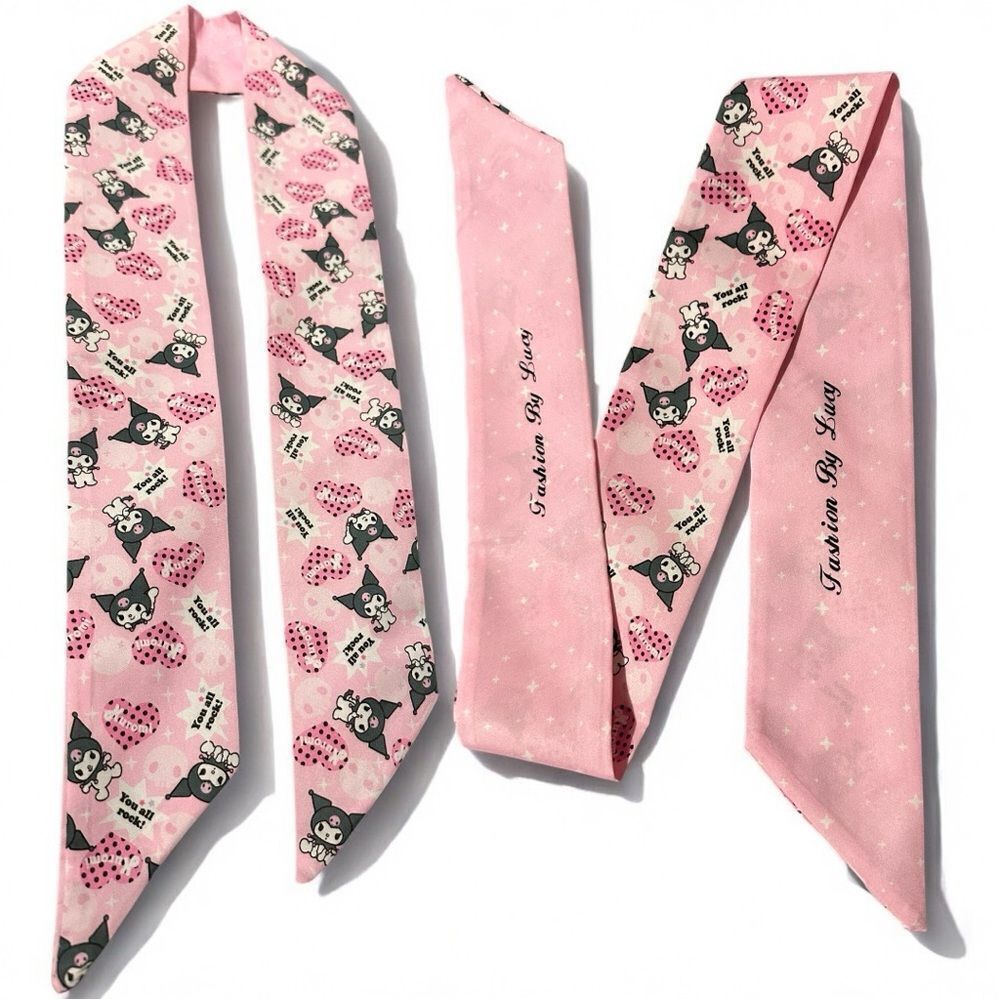 Kuromi x Fashion By Lucy Pink Hair Scarf – 37” Kawaii Style